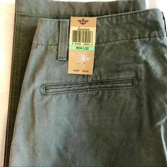 Green Dockers Straight-Fit Flat-Front Pants - Picture 2 of 6